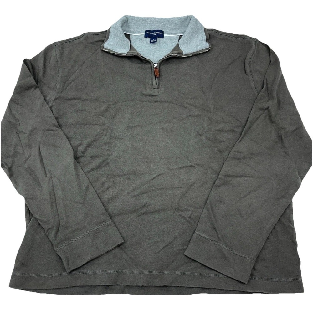 Banana Republic Sweater Men Large Brown Pullover Quarter Zip Lightweight Unlined